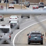 State Police on Massachusetts Turnpike at a speed trap in Newton heading into Boston.