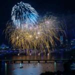 Fireworks over the Charles River during the 2022 Boston Pops Fireworks Spectacular.